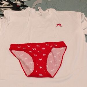 PINK Victoria's Secret White Logo Tee
